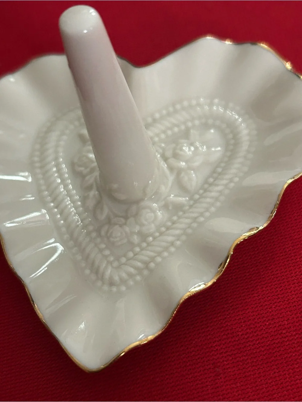 Lenox Cream Heart-Shaped Jewelry Dish with Gold Logo